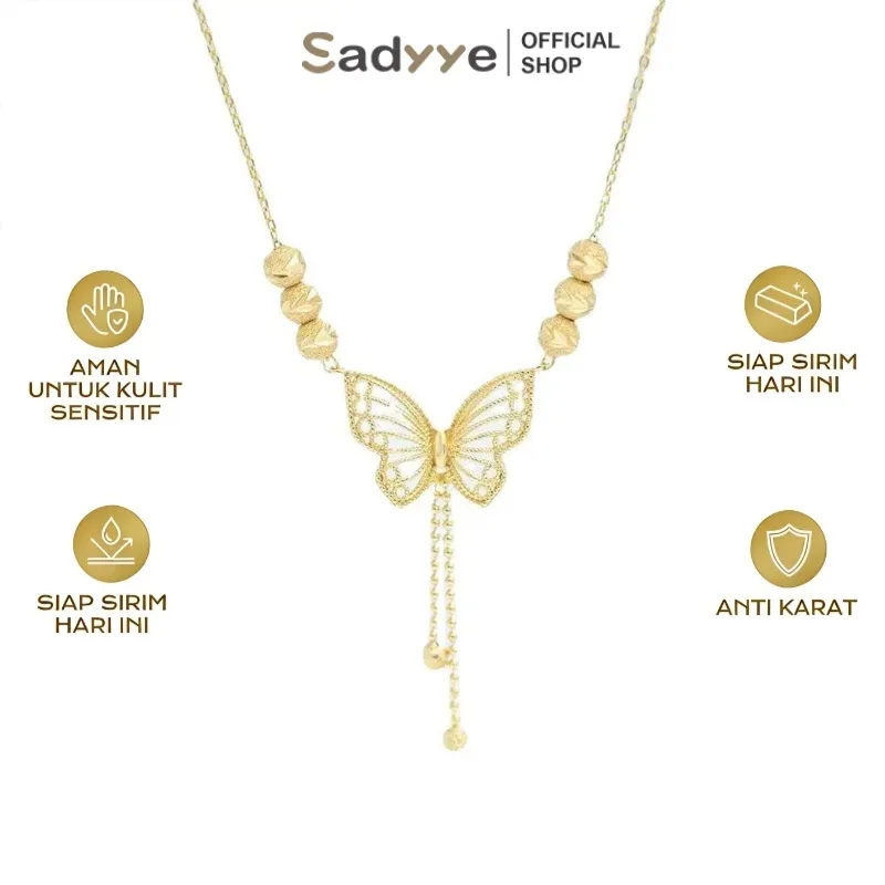 Sadyye Kalung Titanium AntiKarat Emas Kupu-kupu Rumbai Kalung Ceruk Sederhana Mewah Rantai Klavikula