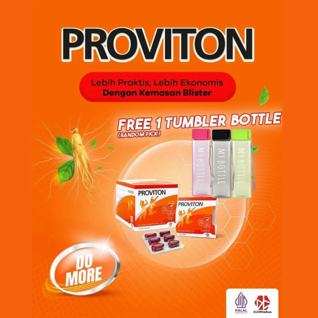 [Tumbler Exclusive] Proviton Multivitamin & Mineral dengan Extrak Ginseng (1 Box x 5 blister @6 kaplet) Suplemen Kesehatan Harian 12 Vitamin 9 Mineral Meningkatkan Fokus & Stamina Harian