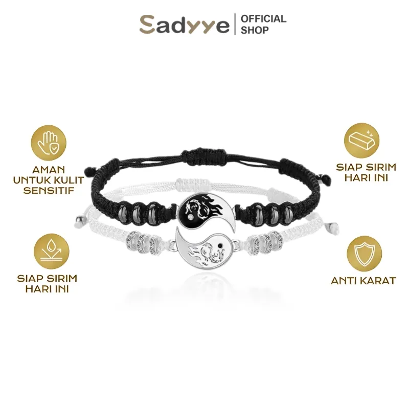 Sadyye Gelang Baru Totem Naga Tai Chi Pasangan Gelang Sepasang Bagua Tenun Yin Yang Tali Tangan