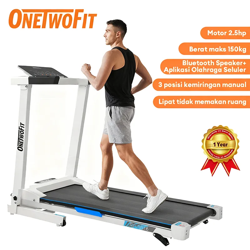 OneTwoFit Treadmill Listrik 2.5HP Treadmill Cerdas Treadmill Rumah With Bluetooth Speaker+Mobile Sports APP Bersihkan stok