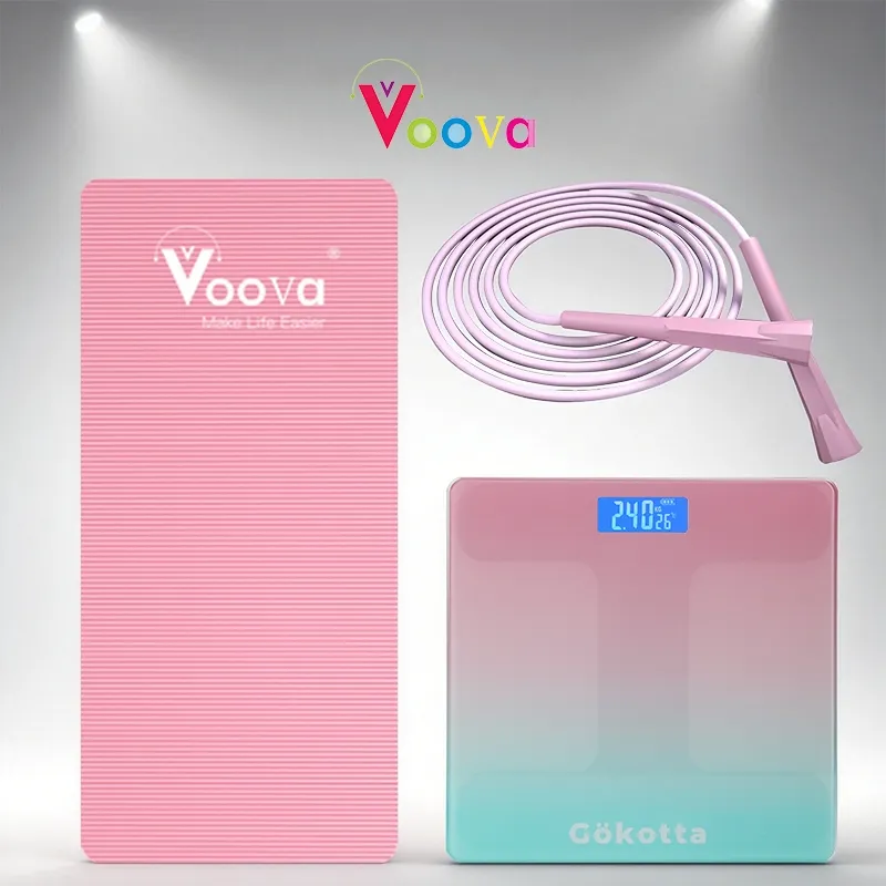 VOOVA Bundling: Timbangan Badan Digital + Skipping Rope + Matras Yoga Anti Slip - Paket Lengkap untuk Hidup Sehat dan Fit di Rumah