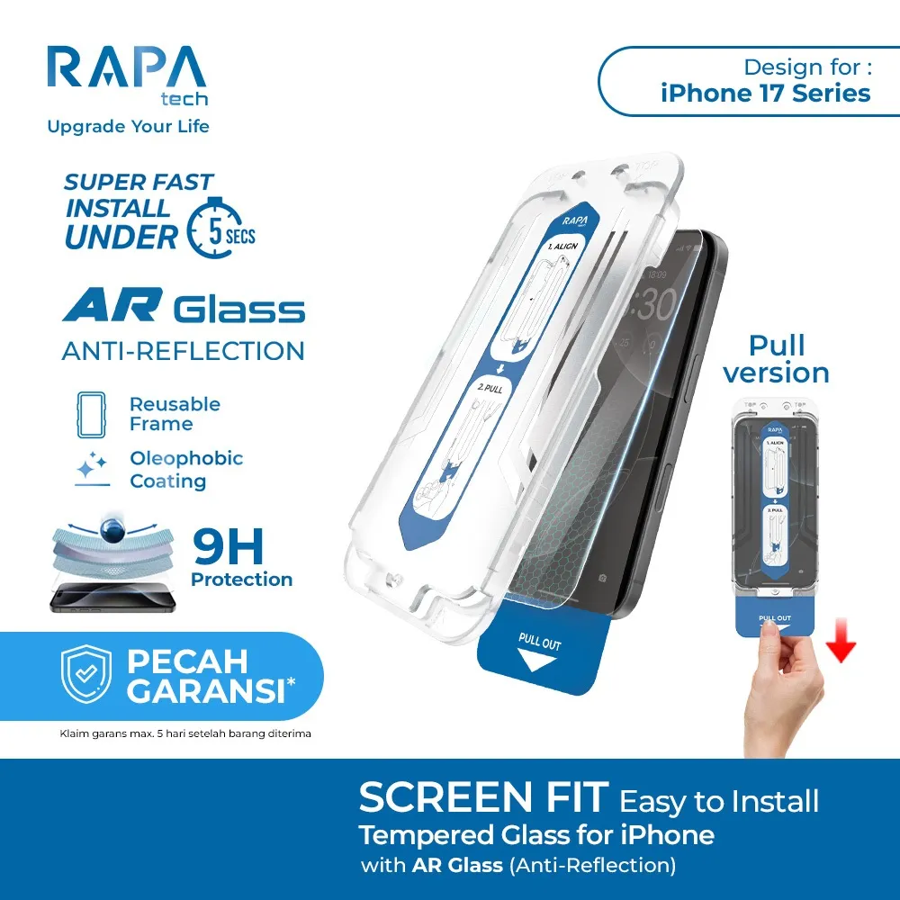 [Screen Protector iPhone 17] RAPA tech Premium AR Tempered Glass for iPhone 17 / 17 Air / 17 Pro / 17 Pro Max / 16 Pro /16 / 15 Anti Reflective AR Glass - Instant Fit Premium Screen Protector Clear Privacy Easy Installation in 5 Sec