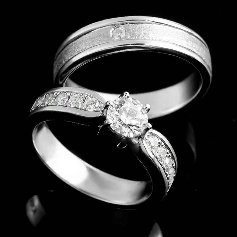 Kotagede Jewellery - Cincin Custom Premium Couple Lamaran Emas Putih 3k, Palladium, dan Silver 950