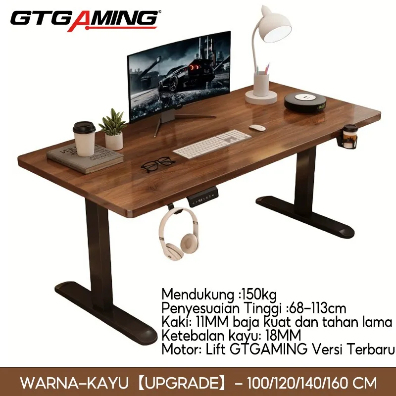 GTGAMING 160CM Meja Kerja Elektrik Meja Belajar Meja Komputer Meja Kantor Gaming Adjustable Desk