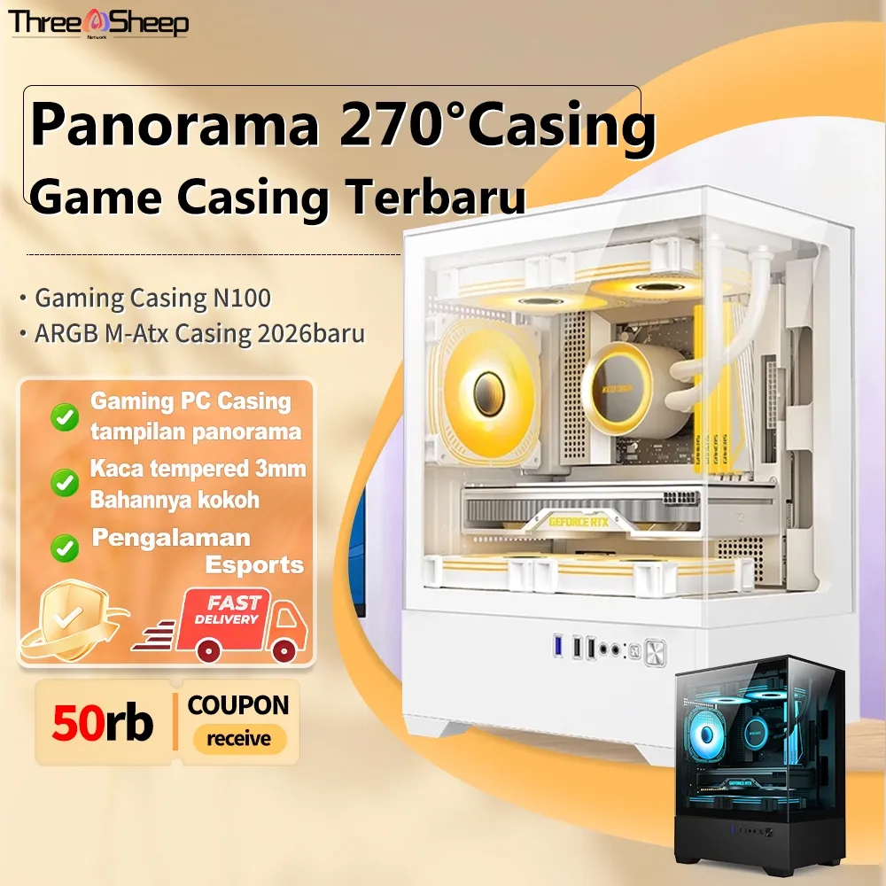 JT Casing Pc Gaming mini itx Case Pc Komputer micro m Atx Cube Gaming N100 with Tempered Glass Case matx CPU Free kios komputer pc cassing Garansi 1 Tahun.