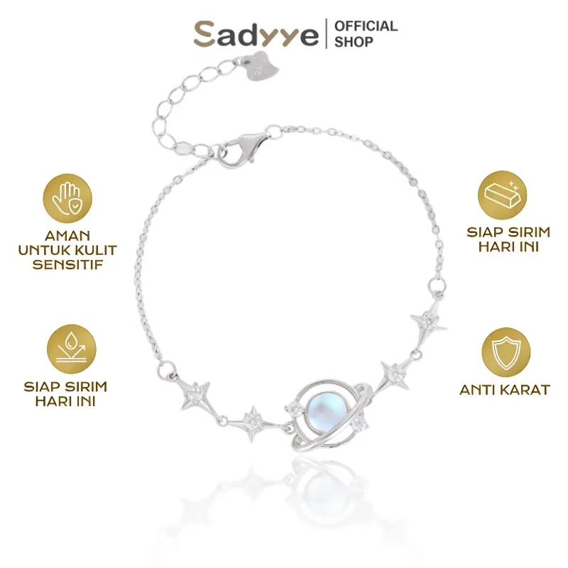 Sadyye Gelang Titanium Wanita Anti Karat Desain Planet Universe Bintang Untuk Aksesoris Perhiasan
