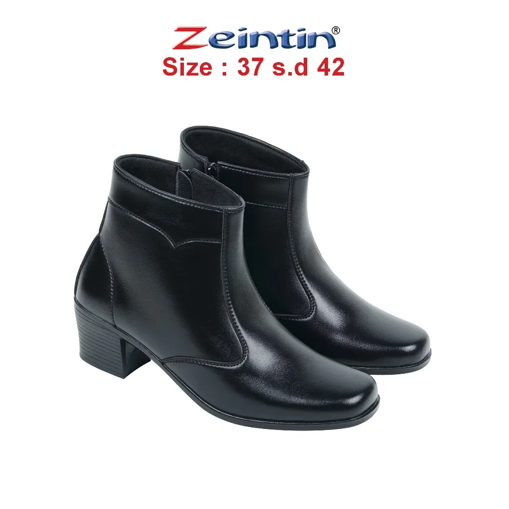 Zeintin - Sepatu Boots Wanita Pdh Bahan Kulit Sintetis Hitam Terbaru Original Zeintin ZO