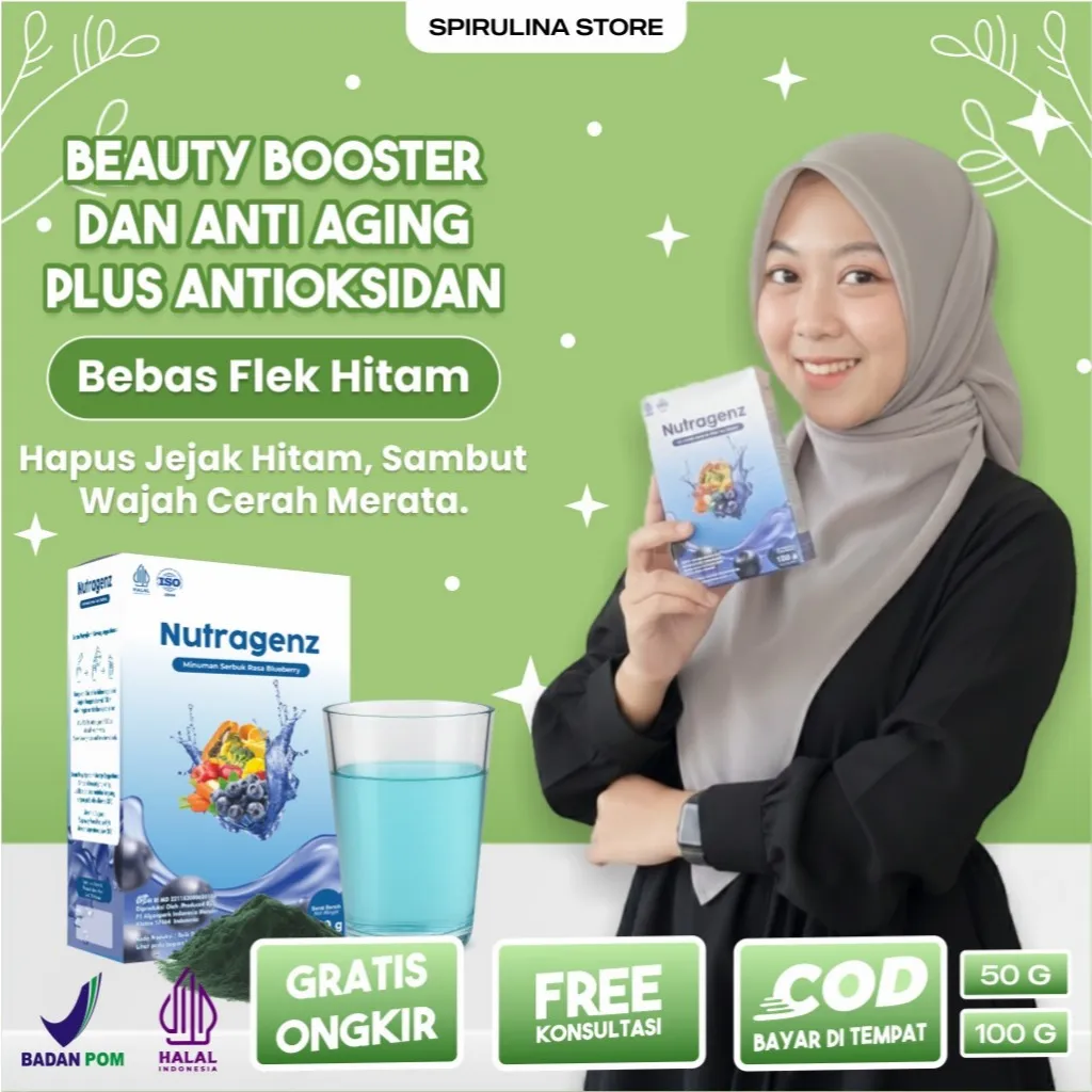 NUtragenz Collagen Drink Strawberry With Spirulina Minuman Kolagen Pencerah Kulit Badan & Anti Aging