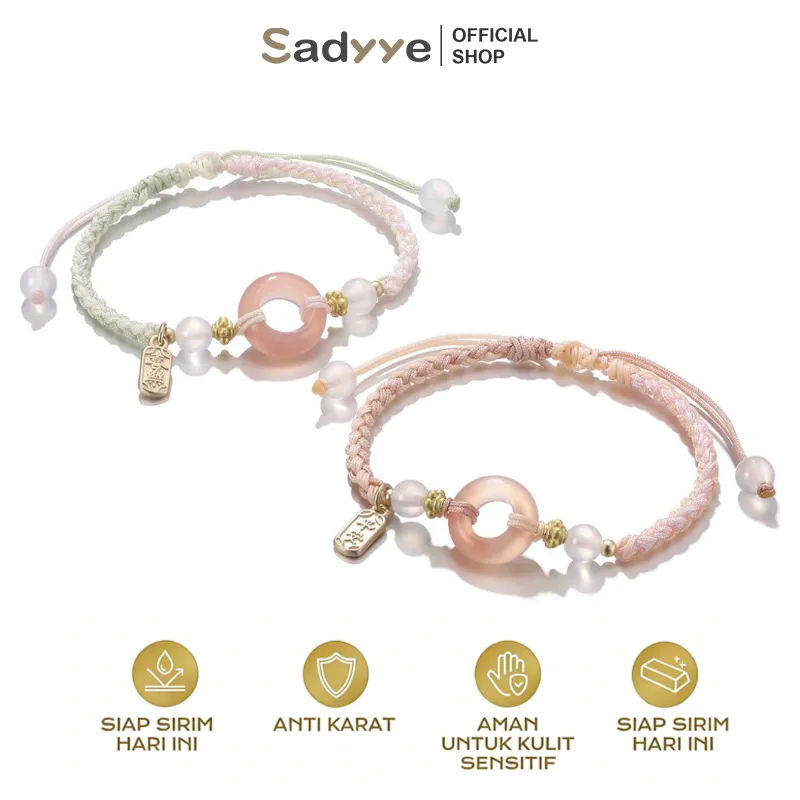 Sadyye Gelang Gesper Ping Pink Gelang Hati Yang Dapat Disesuaikan Untuk Gadis Gelang Tenun Tangan