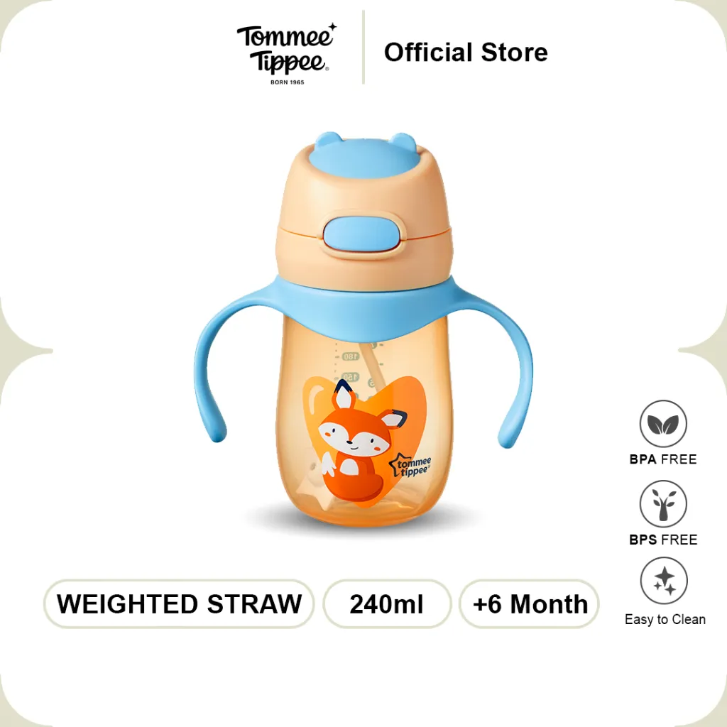 TommeeTippee Weighted Straw 2 Handle Cup 240ml - Botol Minum Anak