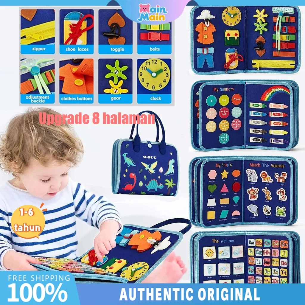 MainMain Mainan Montessori Papan Busy Board Untuk Perkembangan Sensorik Anak mainan edukasi anak Activity Book busy Book Training Pengembangan Kecakapan Hidup Basic Mainan Untuk Bayi Mainan anak-anak mainan bayi buku edukasi