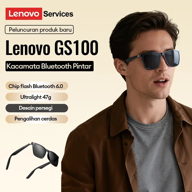 Lenovo Services GS100 AI Smart Kacamata Bluetooth 6.0 Sunglasses Multifunctional HiFi Sound Quality Hands-Free HD Call With Mic