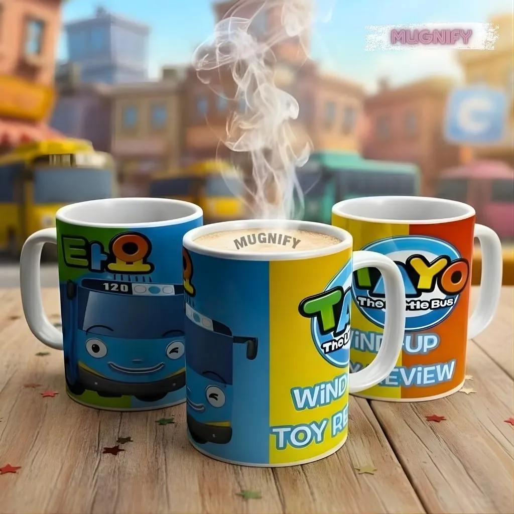 Mug Gelas Anak Karakter Tayo The Little Bus - Cangkir Minum Keramik Lucu Souvenir Kado Ulang Tahun Sekolah