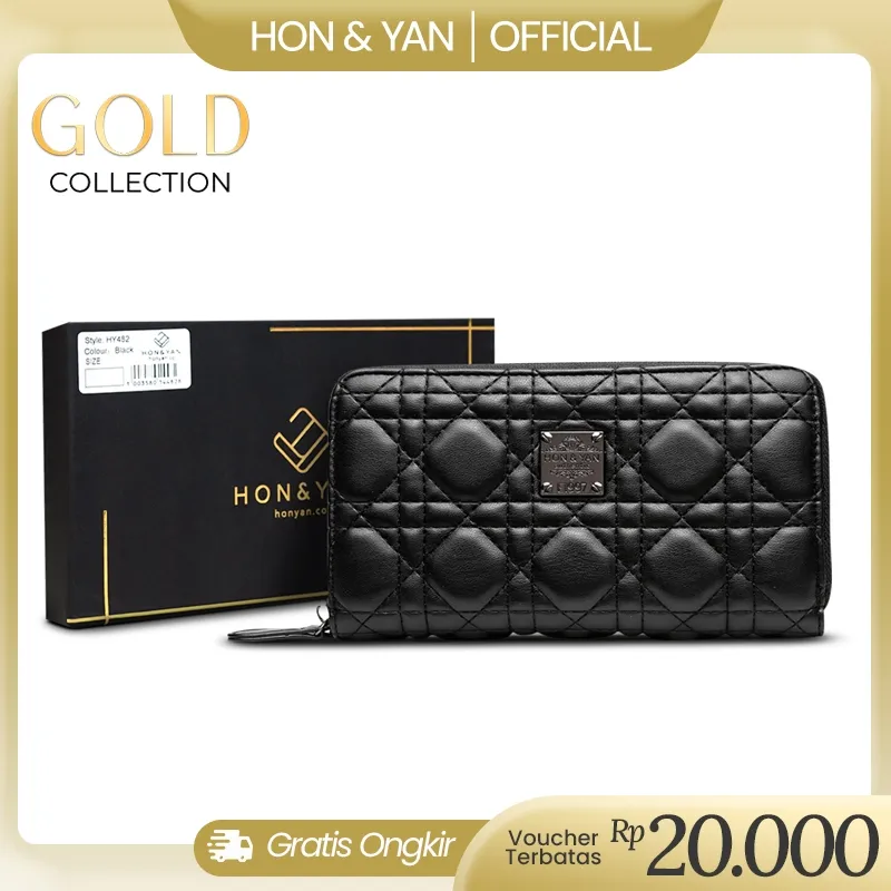 HONYAN GOLD 2 Zip Dompet Panjang Wanita Import Original Branded Terbaru Resleting  - Zalmore Wallet