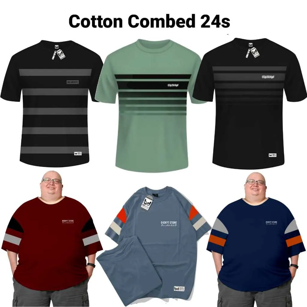 T-Shirt Stipe Salur combed 24s M - 7XL Kaos Jumbo distro pria wanita (R02)