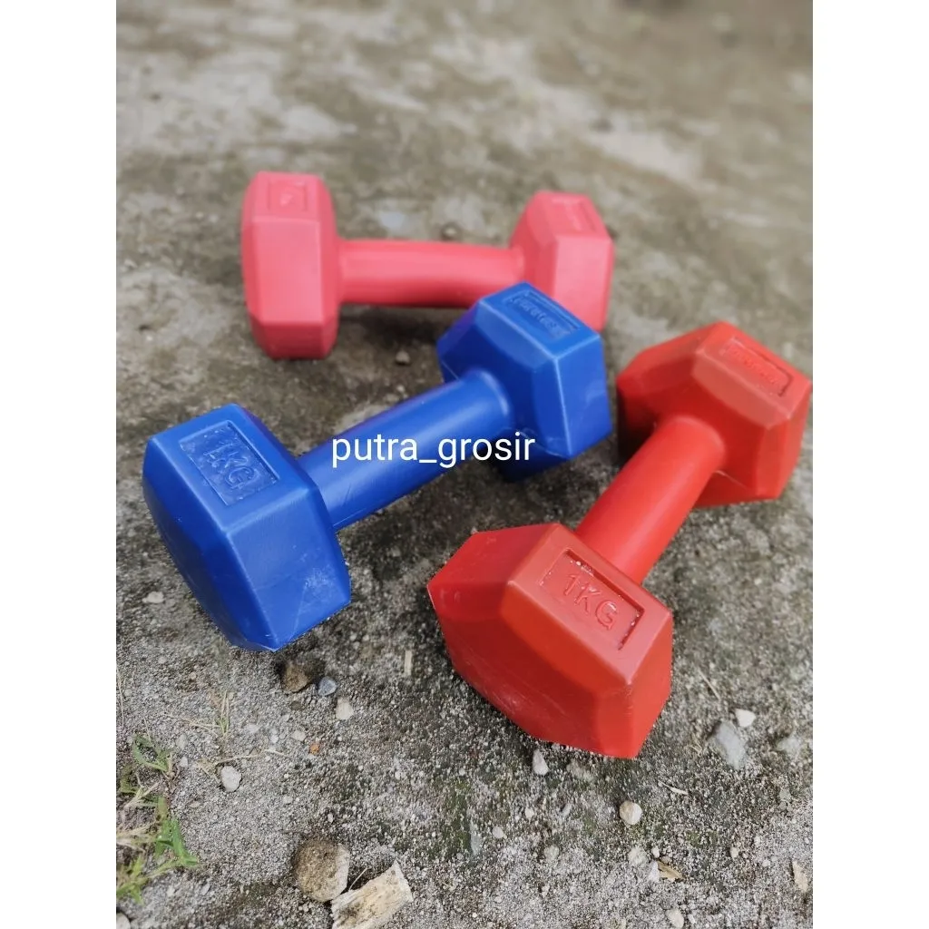 Barbel/Dumbell 1kg HEKSAGONAL SIAP PAKAI sudah ada isinya (1 biji)