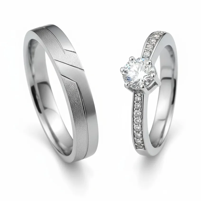 Kotagede Jewellery - Cincin Nikah Couple Palladium 10% dan Emas Putih 6k - Cincin Custom Premium