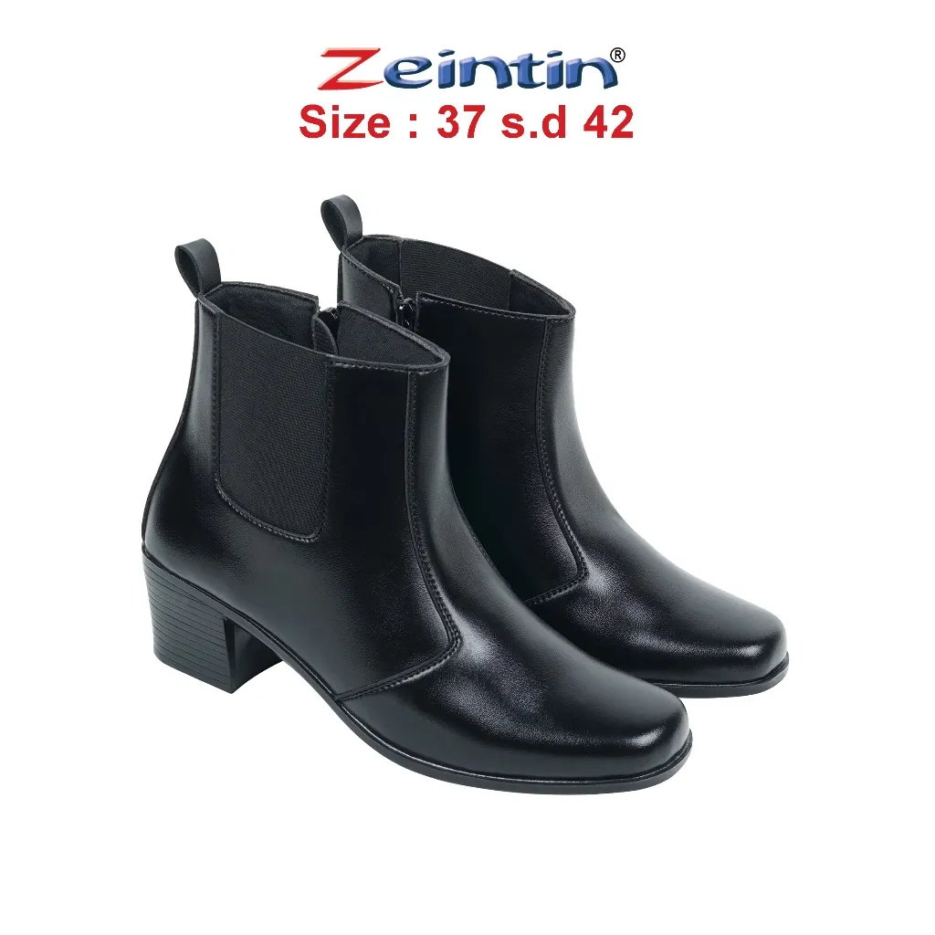 Zeintin - Sepatu Boots Wanita Pdh Hitam Bahan Kulit Sintetis Terbaru Original Zeintin ZO