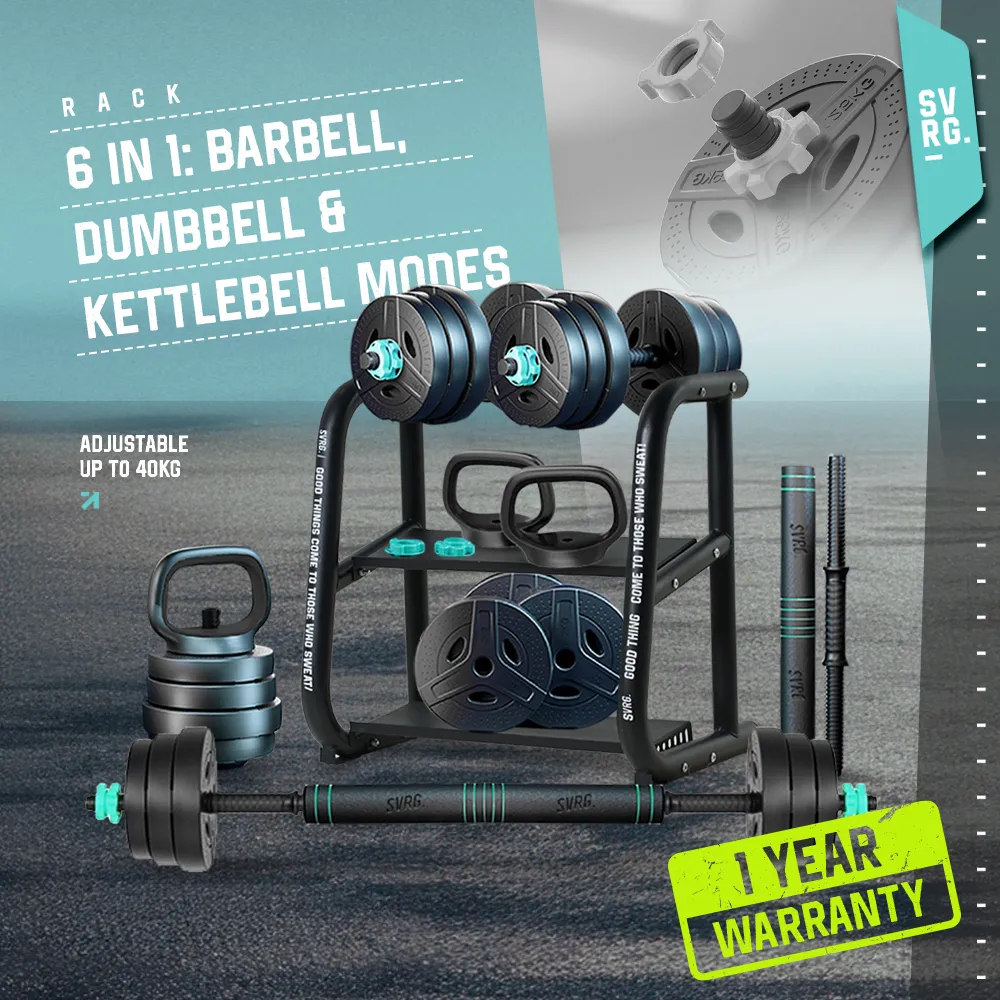 SVRG Adjustable Barbell 6 in 1 - Dumbbell - Kettlebell - Barbel 20kg