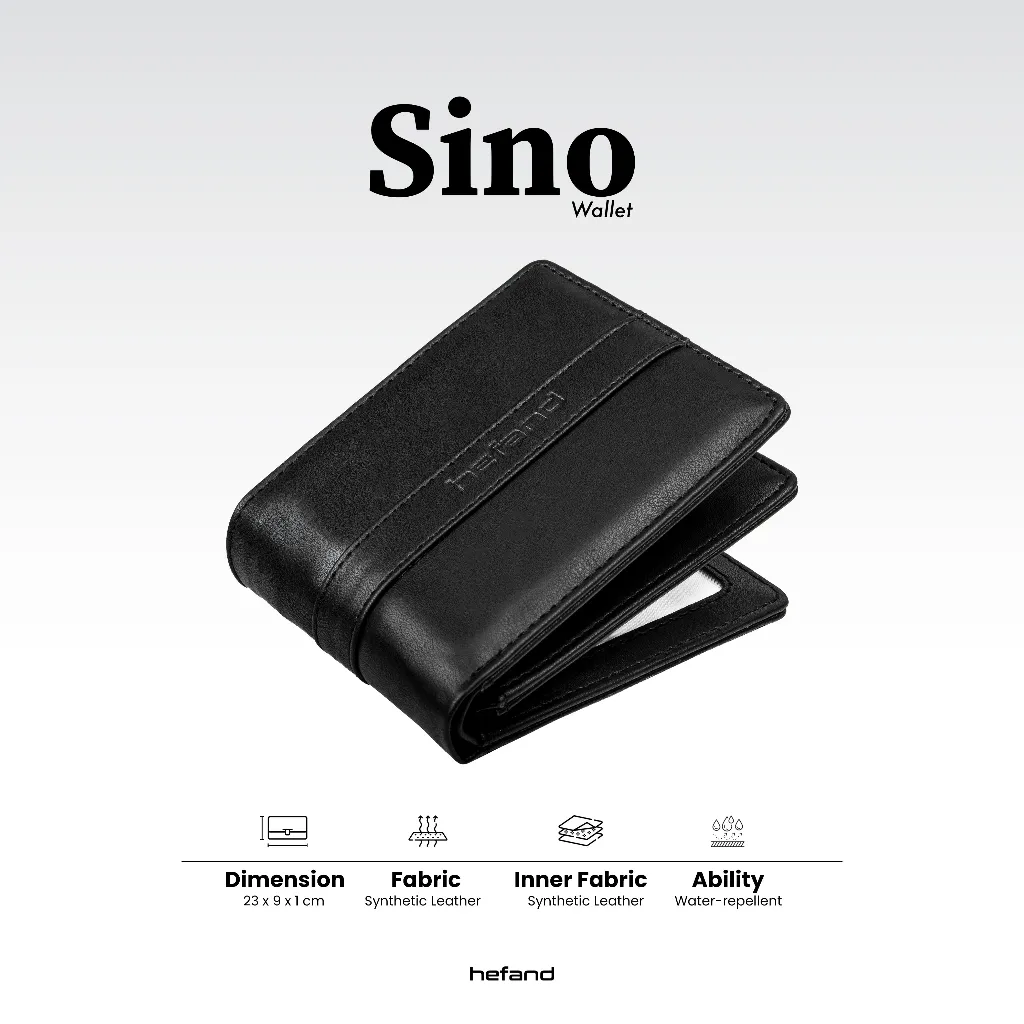 Hefand - Dompet Pria Sino Hitam Coklat Dompet Kulit Pu Wallet Pendek Lipat Premium