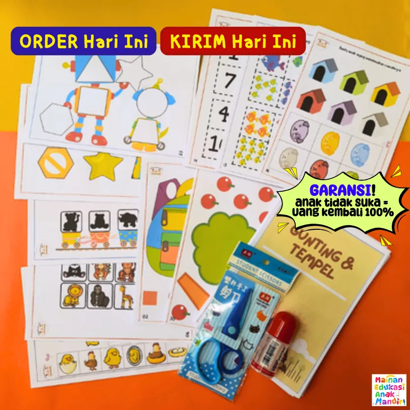 40 hal Worksheet Anak 2 3 4 5 6 Tahun Aktivitas Menggunting Dan Menempel TK PAUD PRESCHOOL