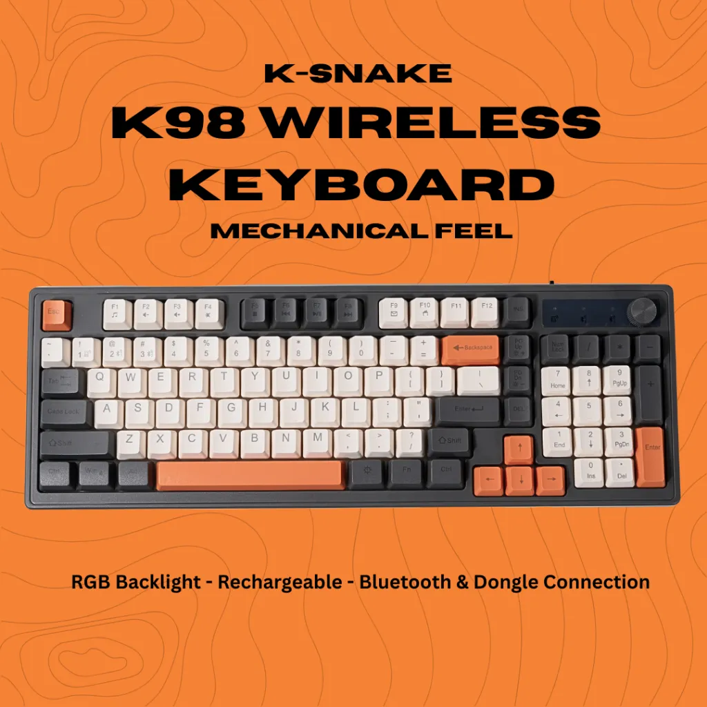 K98 Keyboard Wireless Bluetooth Laptop Mechanical Feel 98% Keys Full Wireless