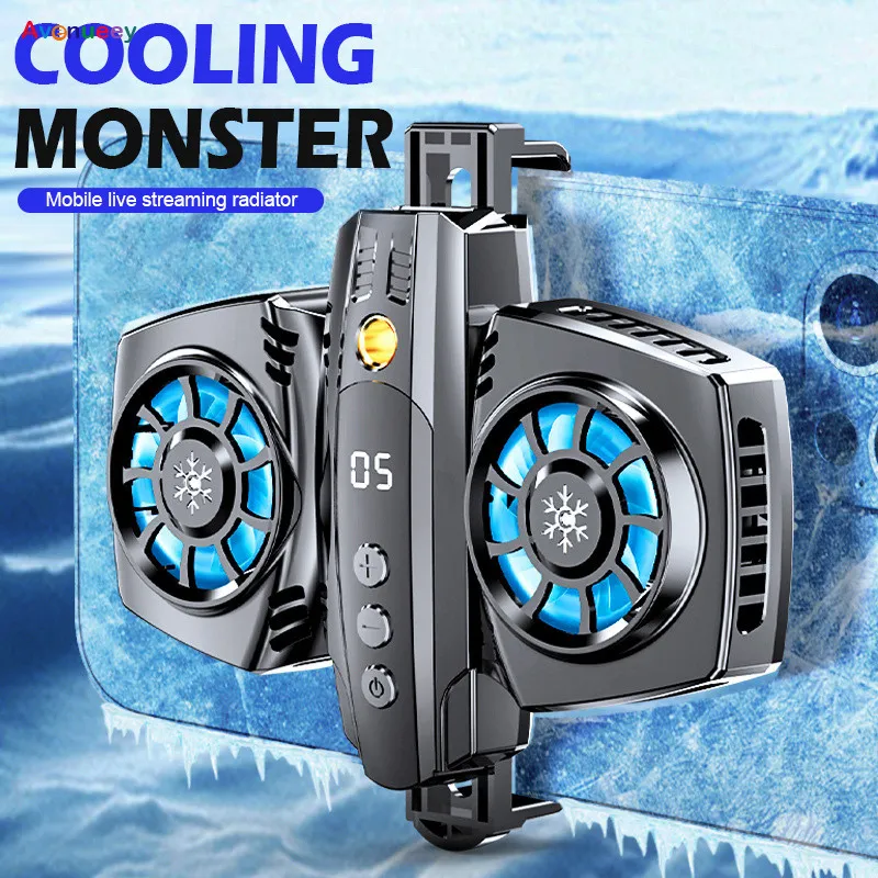 Double Fan Cooler K4A Smartphone Kipas Radiator Pendingin Hp 68-88mm | Alat Pendingin Hp USB Type C RGB——AVE