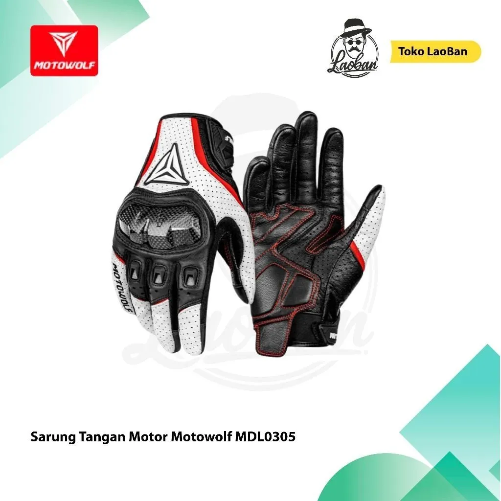 Motowolf Sarung Tangan Motor Racing Kulit Asli Anti Fall Finger Touch 0305