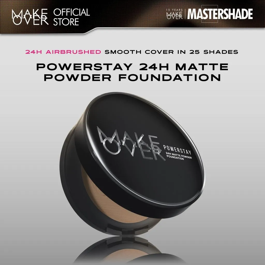 [HARGA TERMURAH!] MAKE OVER Powerstay 24H Matte Powder Foundation - Bedak Padat High Coverage Ringan Compact Flawless Make Up Tahan Lama 24 Jam Non-Comedogenic BEST SELLER Poreless Somethin Time Less w Maybe Euphoria Blurring