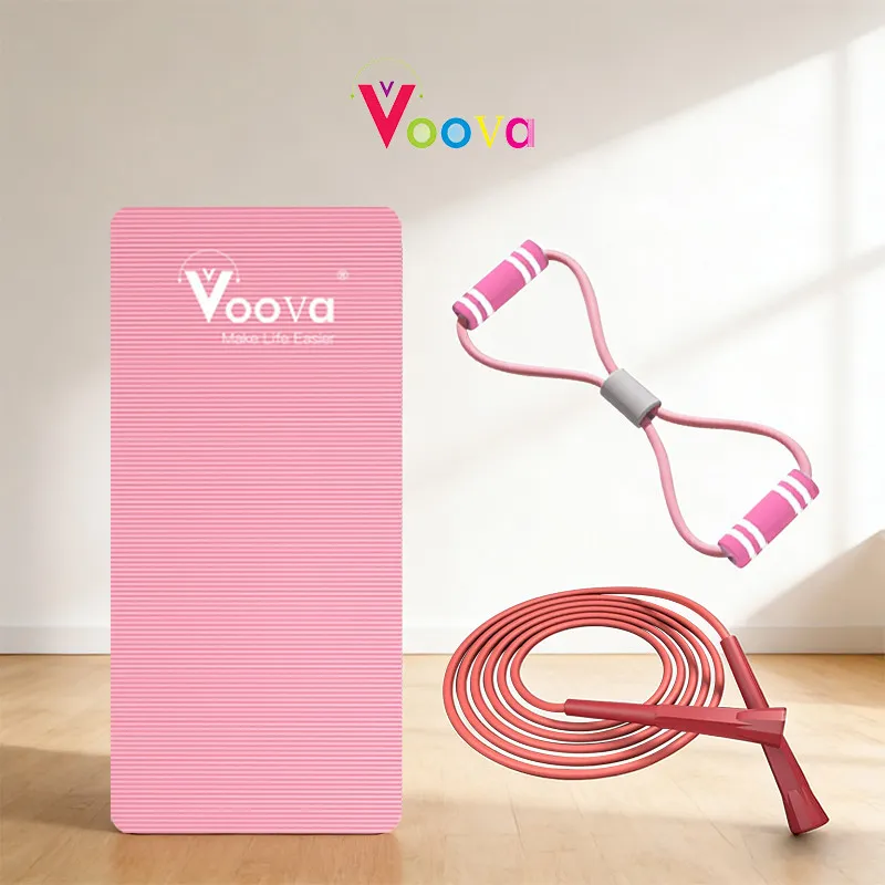VOOVA Home Workout Set – Yoga Mat Tebal + Tali Skipping Premium +Tali Yoga Pull Up | Peralatan Olahraga Rumah Lengkap