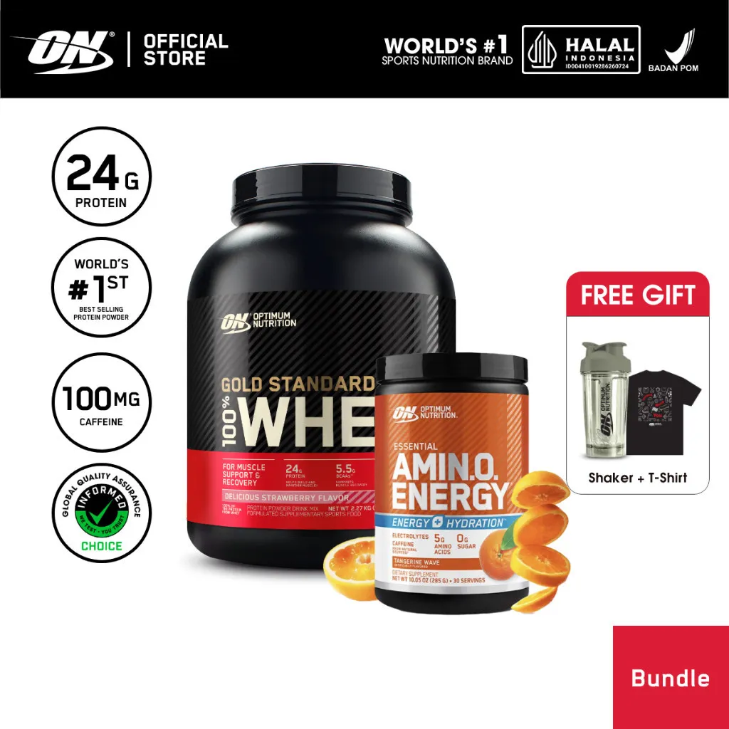 [FREE Shaker & T-Shirt] Optimum Nutrition Gold Standard 100% Whey 5 lbs | Primary Source Isolate + Essential Amino Energy + Electrolytes 285 gr