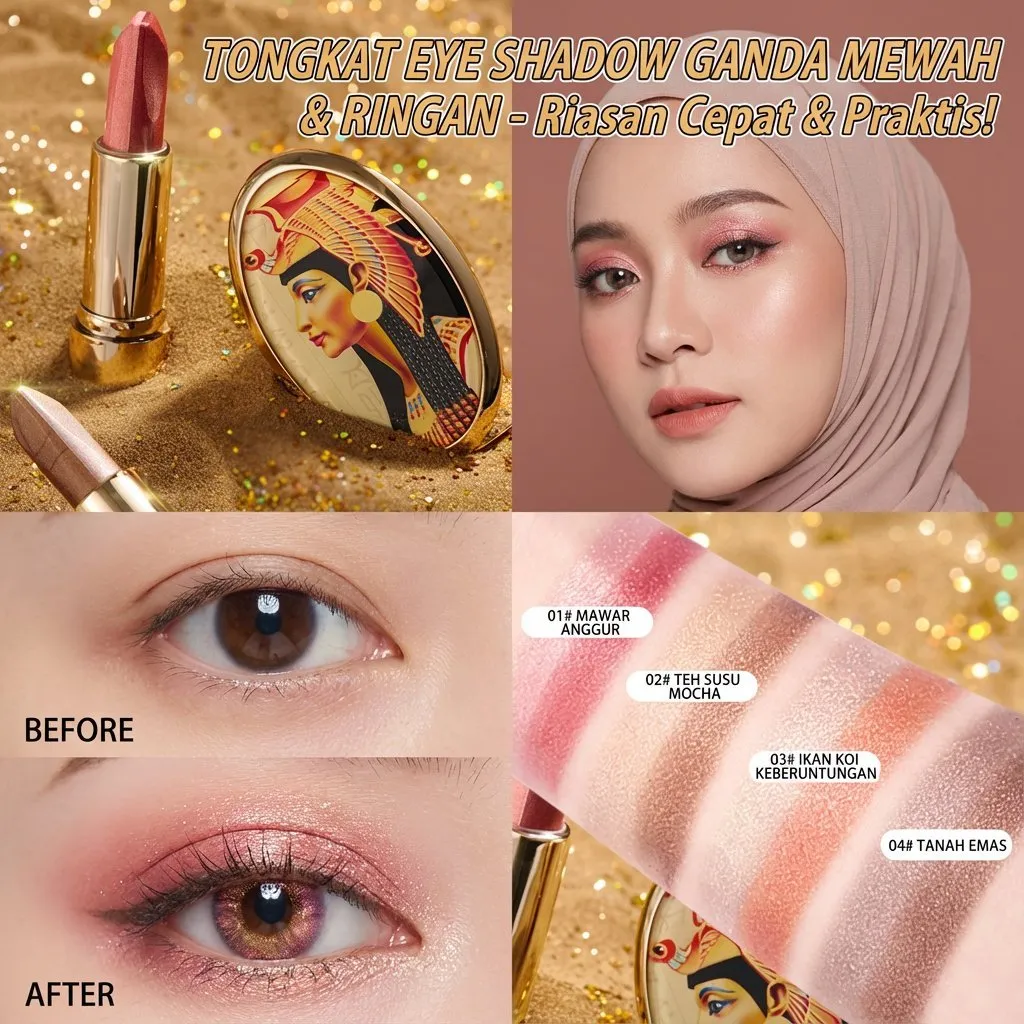 [COD] Stik Eyeshadow Dua Warna Mewah Dan Ringan/Stik Eyeshadow Dua Warna Gradien Mutiara/Stik Eyeshadow Dua Warna Kepala Ganda/Aplikasi Riasan Cepat /Double Color Light Luxury Eyeshadow Stick for Lazy People