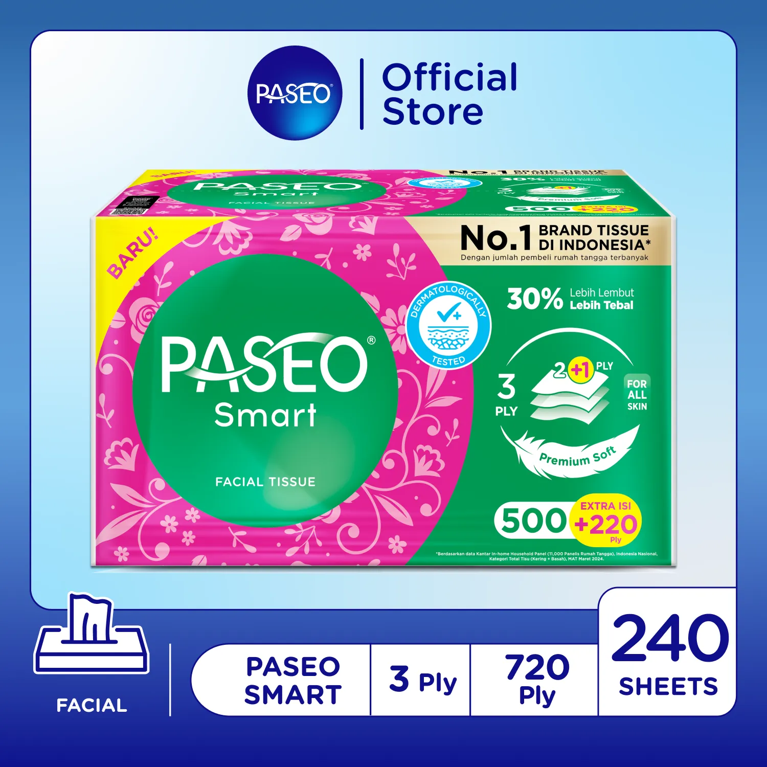 Paseo Smart Facial Soft Pack 720 Ply MT
