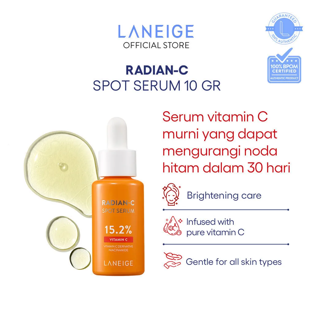 LANEIGE Radian-C Vitamin Spot Ampoule 10g - Dark Spot Care, Mengatasi Hiperpigmentasi, Brightening Skincare Spot Treatment