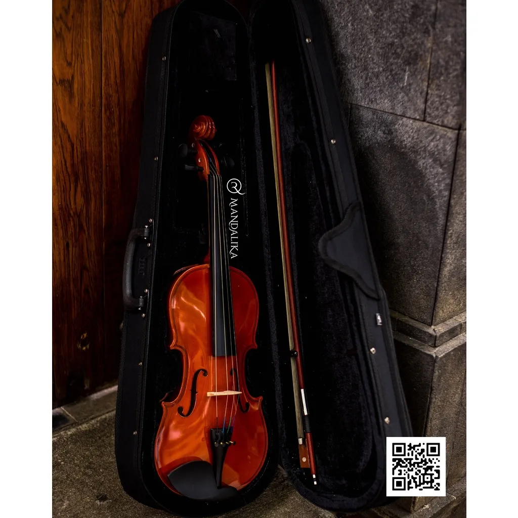 BIOLA / VIOLIN MANDALIKA ORIGINAL 4/4 FULLSET HARDCASE SIAP MAIN
