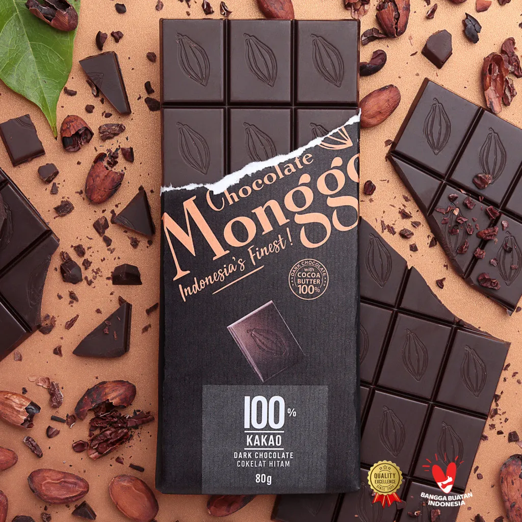 Chocolate Monggo | Dark Chocolate 100% Cocoa | Cokelat Hitam | Coklat Diet Keto | Tablet coklat 80g