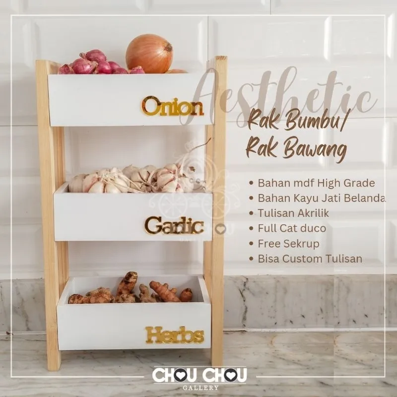 chouchou - READYSTOCK Rak Bawang Kayu kotak Bumbu Kayu Aesthetic