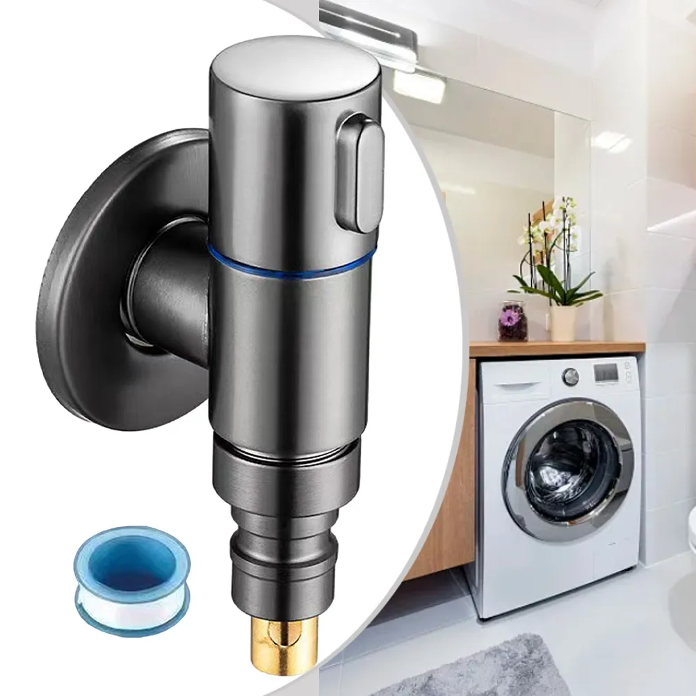 Abu Keran Air Mesin Cuci Otomatis Anti Jatuh 1/2" 304 Stainless Steel Jatuh Otomatis Menghentikan Air Anti Ledakan yang Diperkuat - Cocok untuk Segala Jenis Mesin Cuci