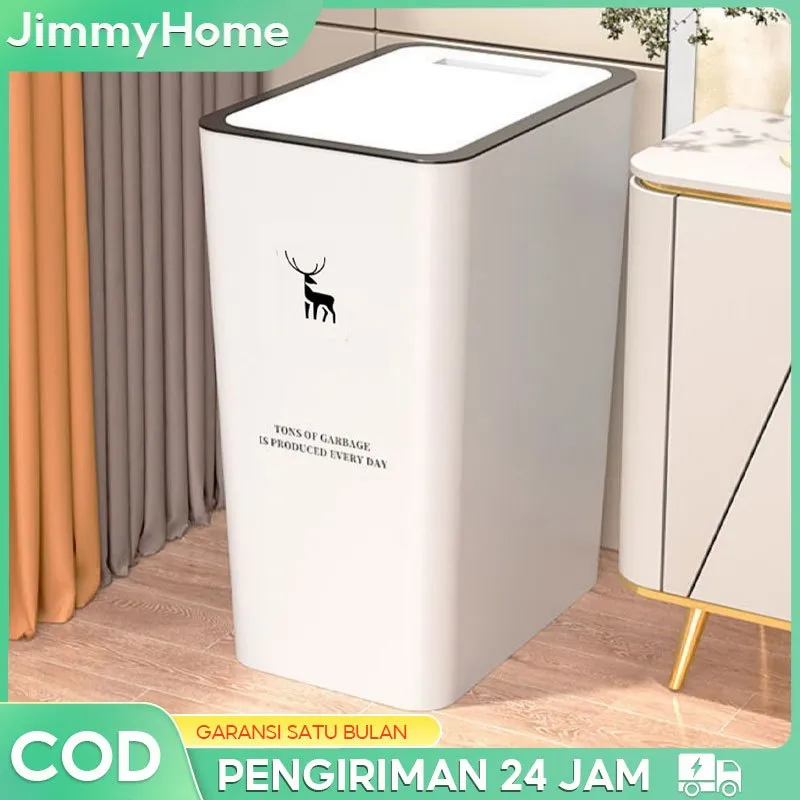 JimmyHome Tempat Sampah 9L/10L/12L/15L/20L/25L/30L Dengan Otomatis Tong Sampah Tertutup Minimalis Klik Kotak Sampah Ruang Tamu Dapur Kamar Mandi