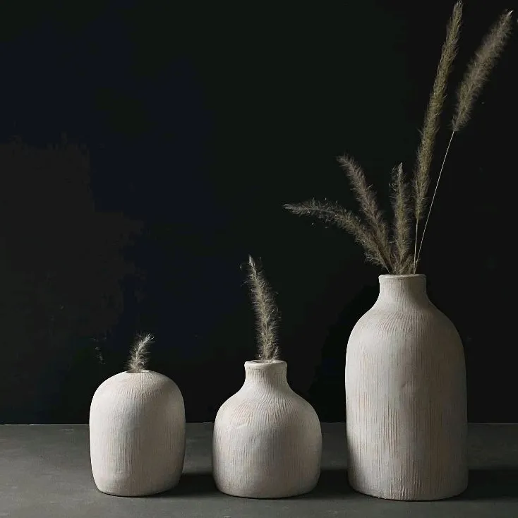 Claythings.id Set Alpesh Putih Vas Bunga Aesthetic Handmade