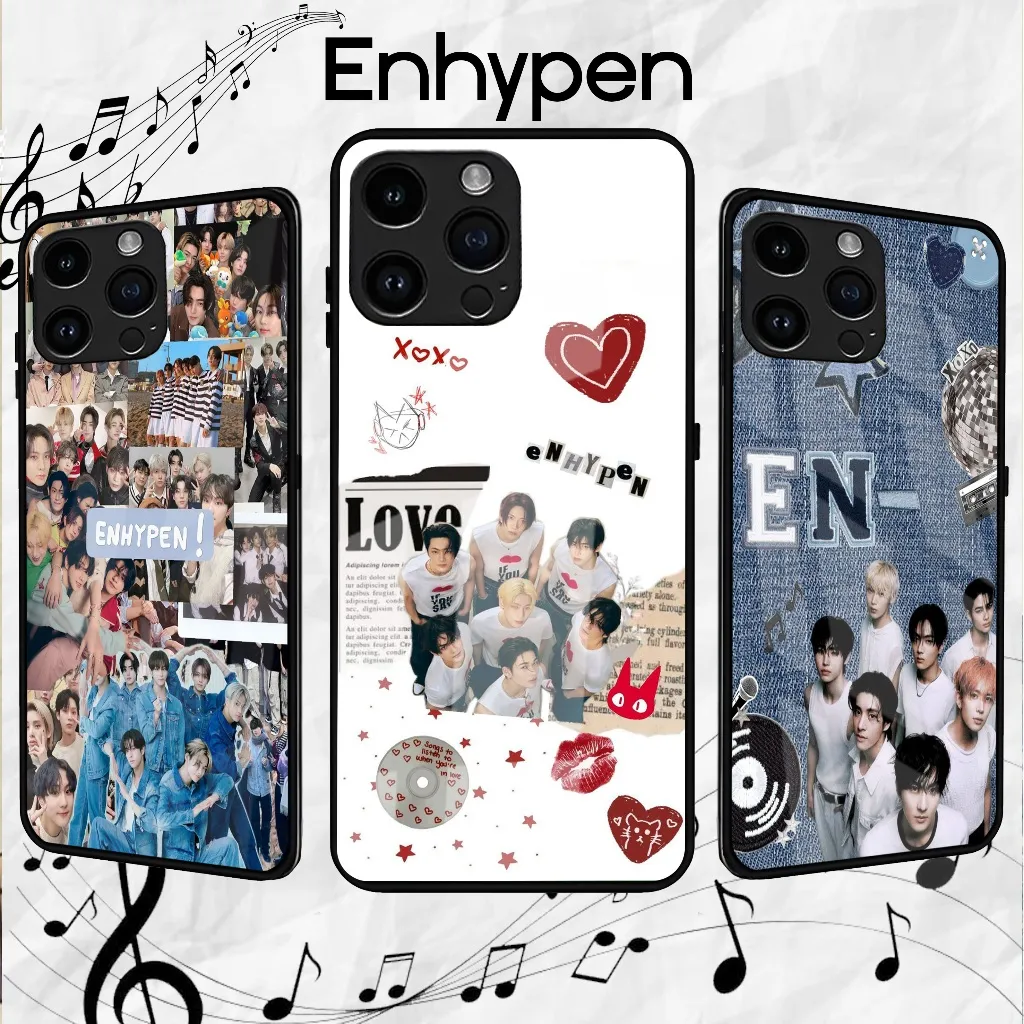 enhypen - Softcase Glass - Softcase Glossy - Softcase Kaca - Iphone samsung xiaomi redmi oppo infinix vivo realme itel tecno - all tipe smartphone (Case Casing hp bergatansi) bisa bayar ditempat
