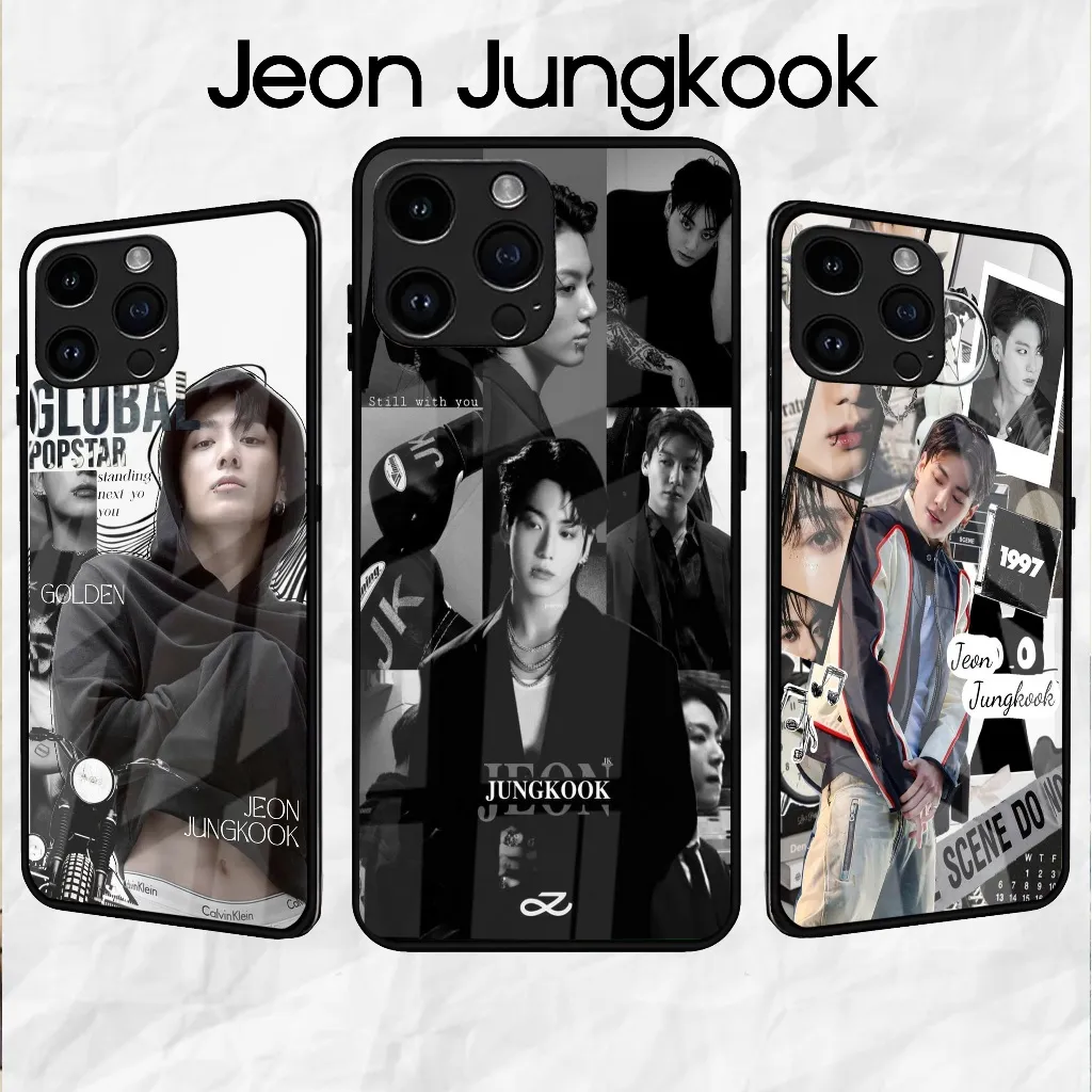 Jeon Jungkook - Softcase Glass - Softcase Glossy - Softcase Kaca - Iphone samsung xiaomi redmi oppo infinix vivo realme itel tecno - all tipe smartphone (Case Casing hp bergatansi) bisa bayar ditempat