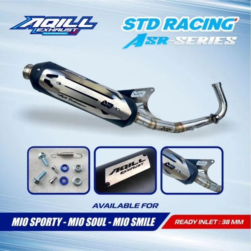 Knalpot Standar Racing Type ASR-BLACK SERIES For Mio Sporty • Mio Soul • Mio Smile Bye Aqill Racing Exhaust Performance