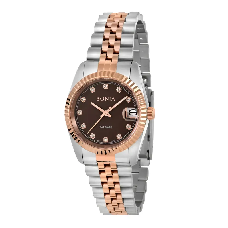 Jam Tangan Wanita Bonia Noble 32mm Brown Dial Stainless Steel Analog B10550-3647 Original