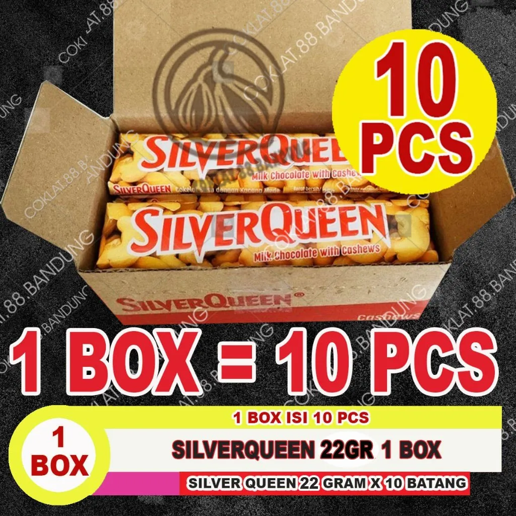 SilverQueen 1 Box Mini 22gr Isi 10 - Chunky Bar Mini 26gr 10 pcs Rasa Coklat Mede Almond Mix