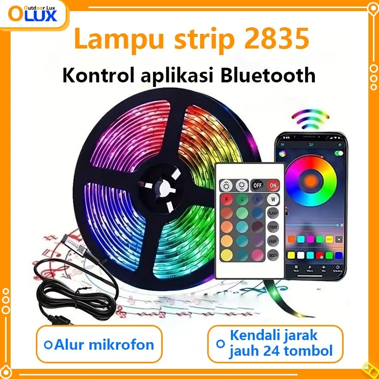 OLUX Strip Lampu Berubah Warna Led Warna-Warni Strip Lampu Berperekat Dekorasi Dalam Ruangan Strip Lampu Cat Air Aliran Tenda Suasana Strip Lampu Flash Strip Lampu Warna-Warni