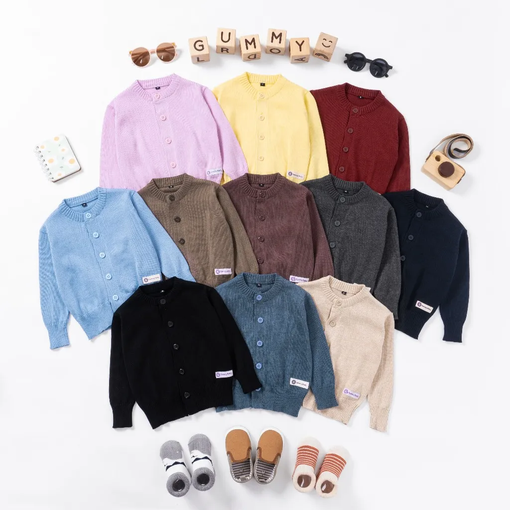 Gummy Baby Cardigan Rajut Bayi 0-2 Tahun Cardigan Anak Rajut Jaket Sweater Bayi Laki Laki Perempuan
