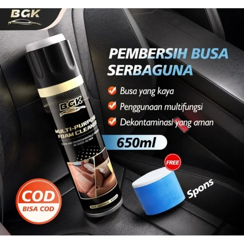 BGK pembersih interior mobil kendaraan pembersih mesin body ban mobil motor serbaguna multifungsi 650ml free spons sikat