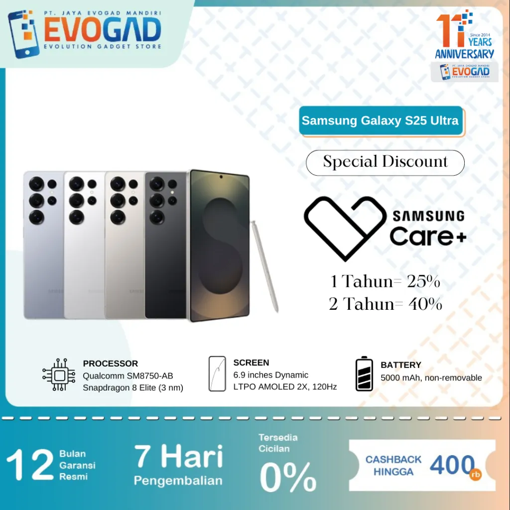 Samsung Galaxy S25 Ultra 12/512 & 12/1TB, Galaxy AI Smartphone AI Snapdragon 8 Elite 200MP 5000 mAh | Garansi Resmi SEIN 1 Tahun