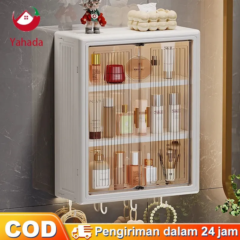 Yahada Rak Dinding Serbaguna | Rak Tempel Anti Air untuk Kamar Mandi & Dapur | Rak Bumbu / Lemari Dinding / Rak Gantung Plastik